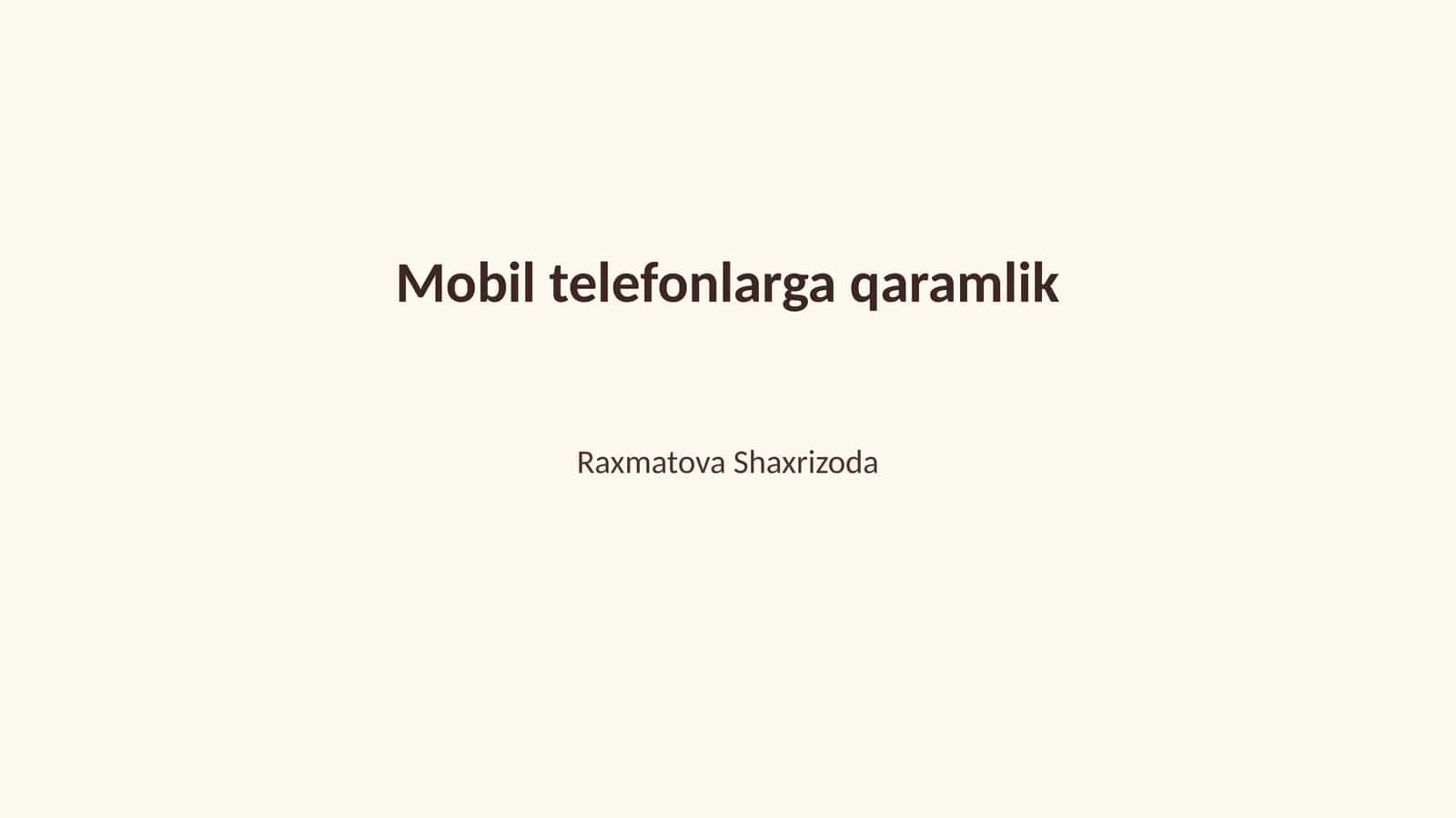 Mobil telefonlarga qaramlik