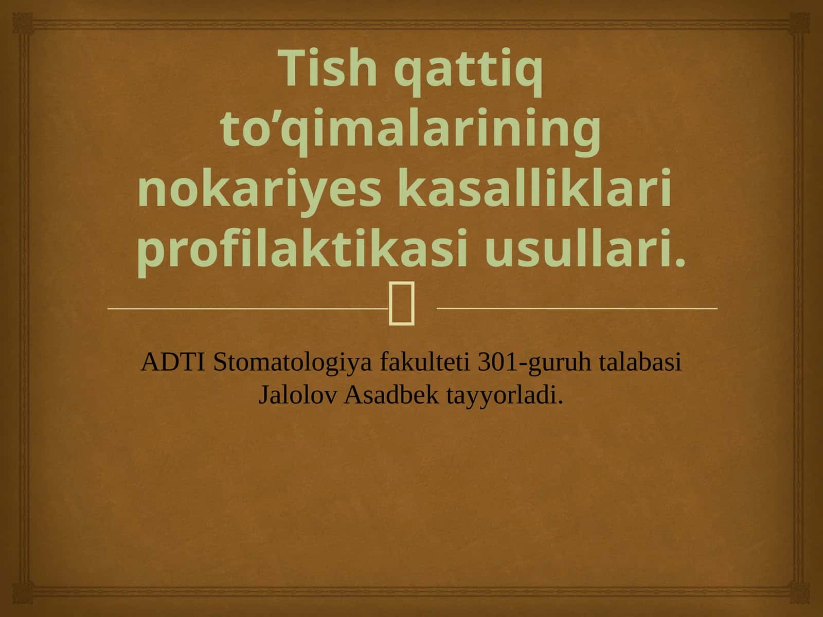 Tish qattiq to’qimalarining nokariyes kasalliklari profilaktikasi usullari.