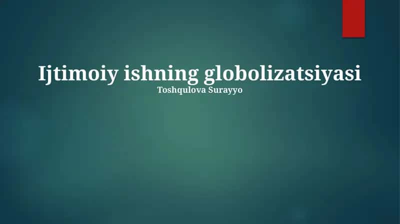 Ijtimoiy ishning globolizatsiyasi