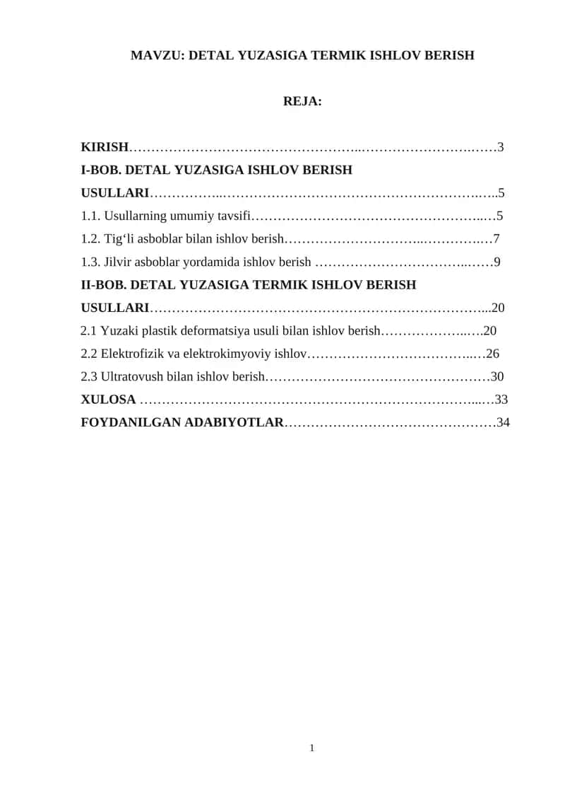 DETAL YUZASIGA TERMIK ISHLOV BERISH