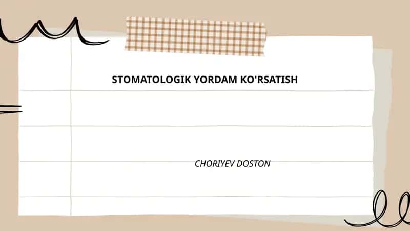 STOMATOLOGIK YORDAM KO'RSATISH