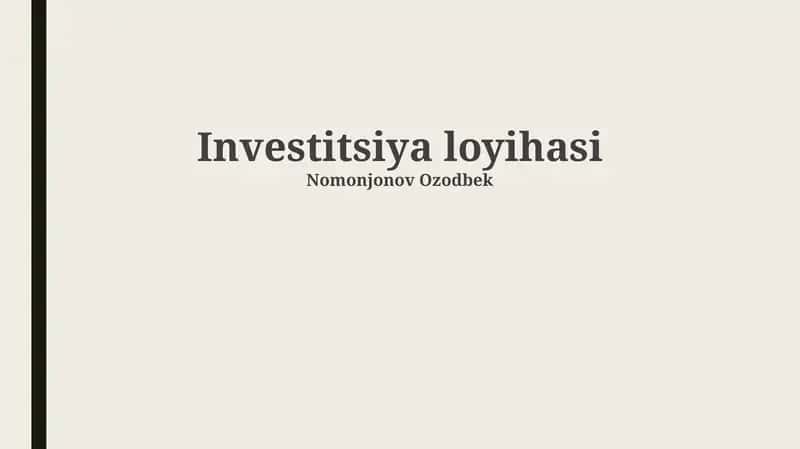 Investitsiya loyihasi