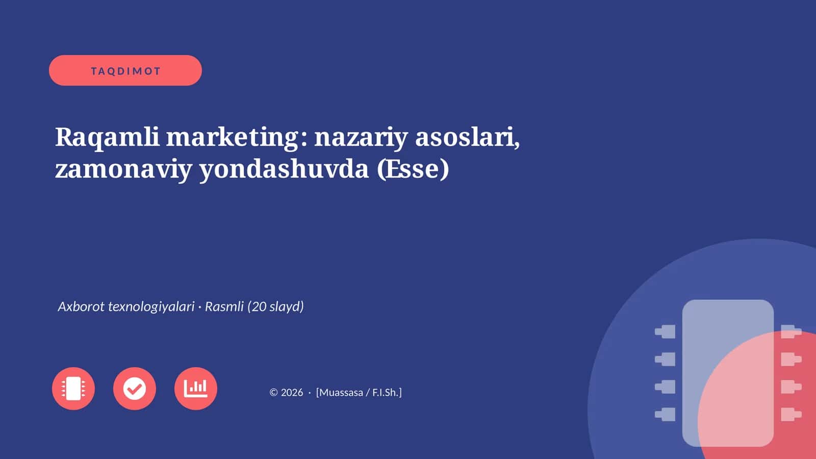 Raqamli marketing: nazariy asoslari, zamonaviy yondashuvda (Esse)