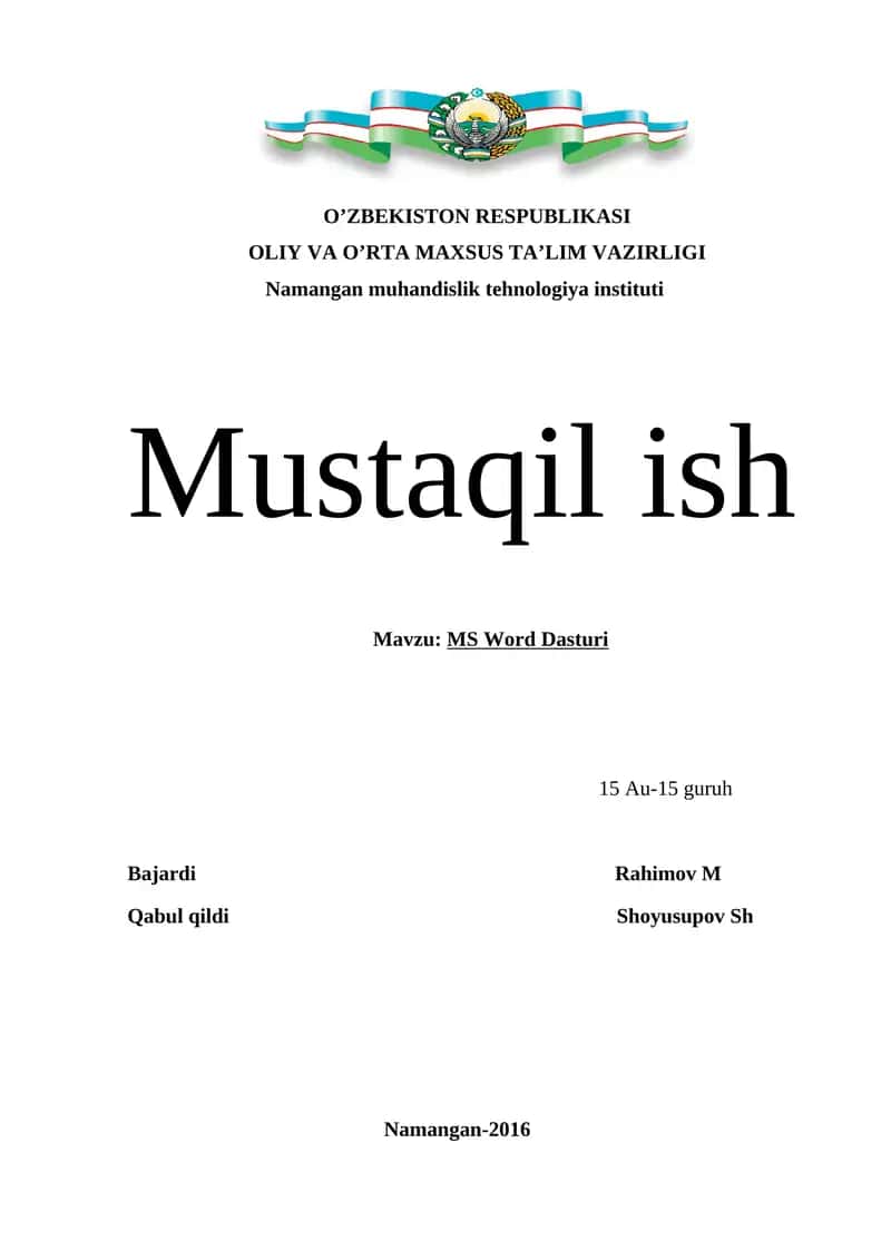 MS Word Dasturi