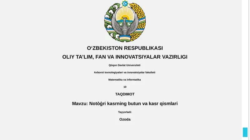 Notòģri kasrning butun va kasr qismlari