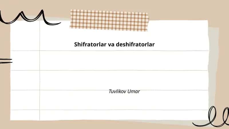 Shifratorlar va deshifratorlar