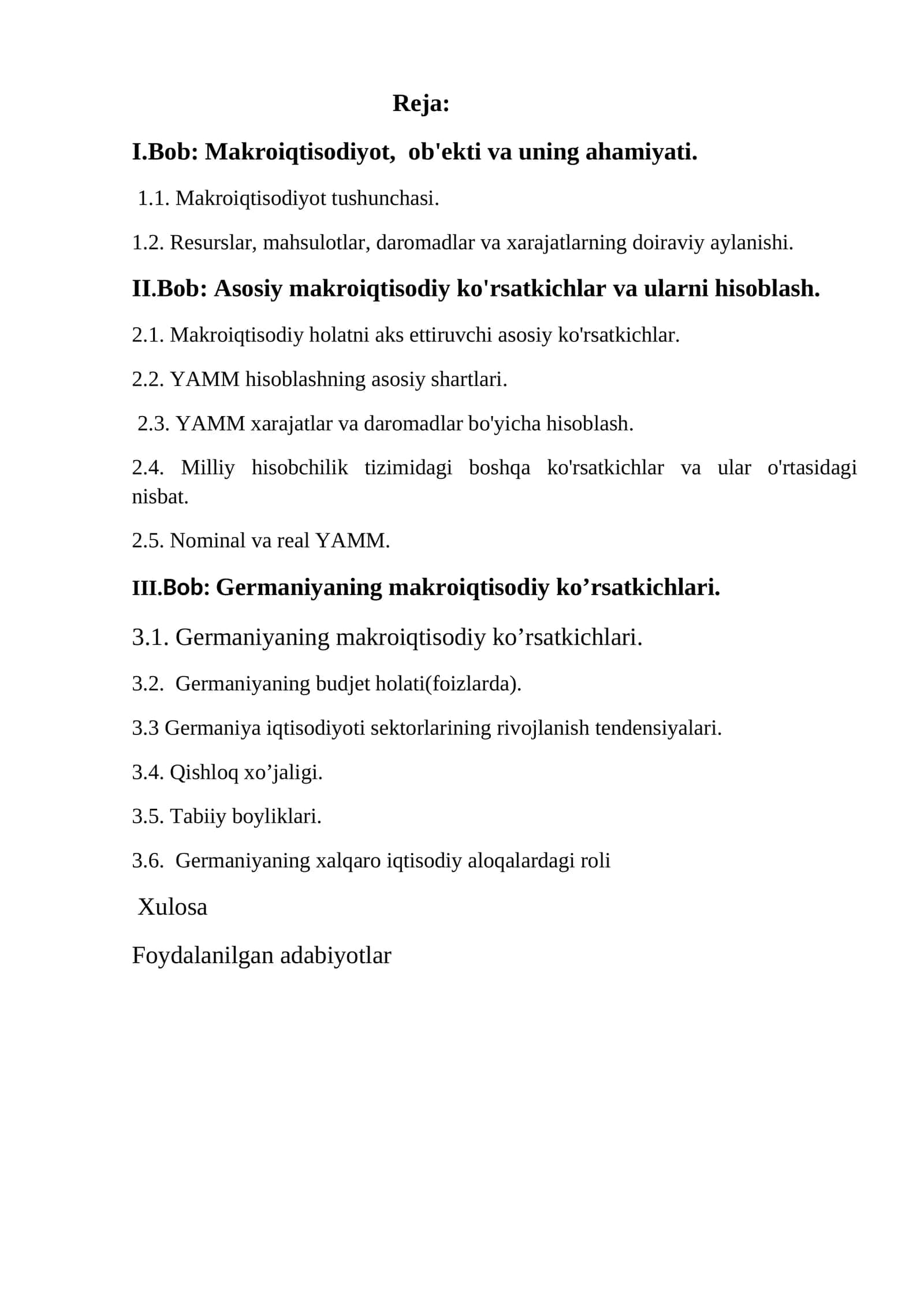Asosiy makroiqtisodiy ko'rsatkichlar va ularni hisoblash