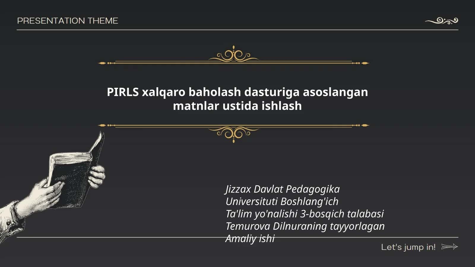 PIRLS xalqaro baholash dasturiga asoslangan matnlar ustida ishlash