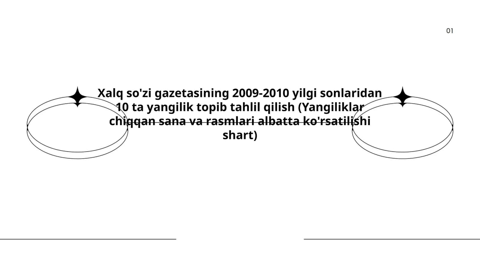 Xalq so'zi gazetasining 2009-2010 yilgi sonlaridan 10 ta yangilik topib tahlil qilish