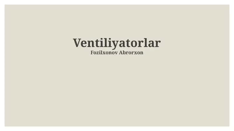 Ventiliyatorlar
