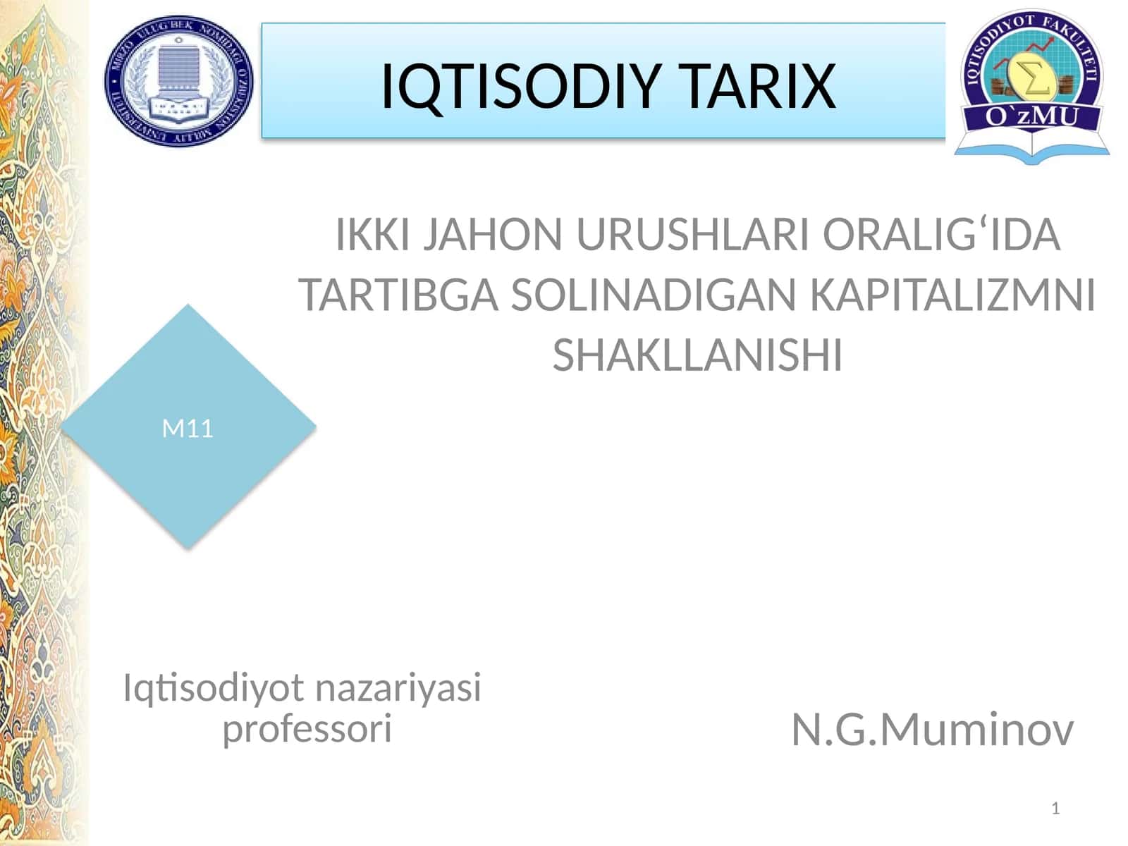 IKKI JAHON URUSHLARI ORALIG‘IDA TARTIBGA SOLINADIGAN KAPITALIZMNI SHAKLLANISHI