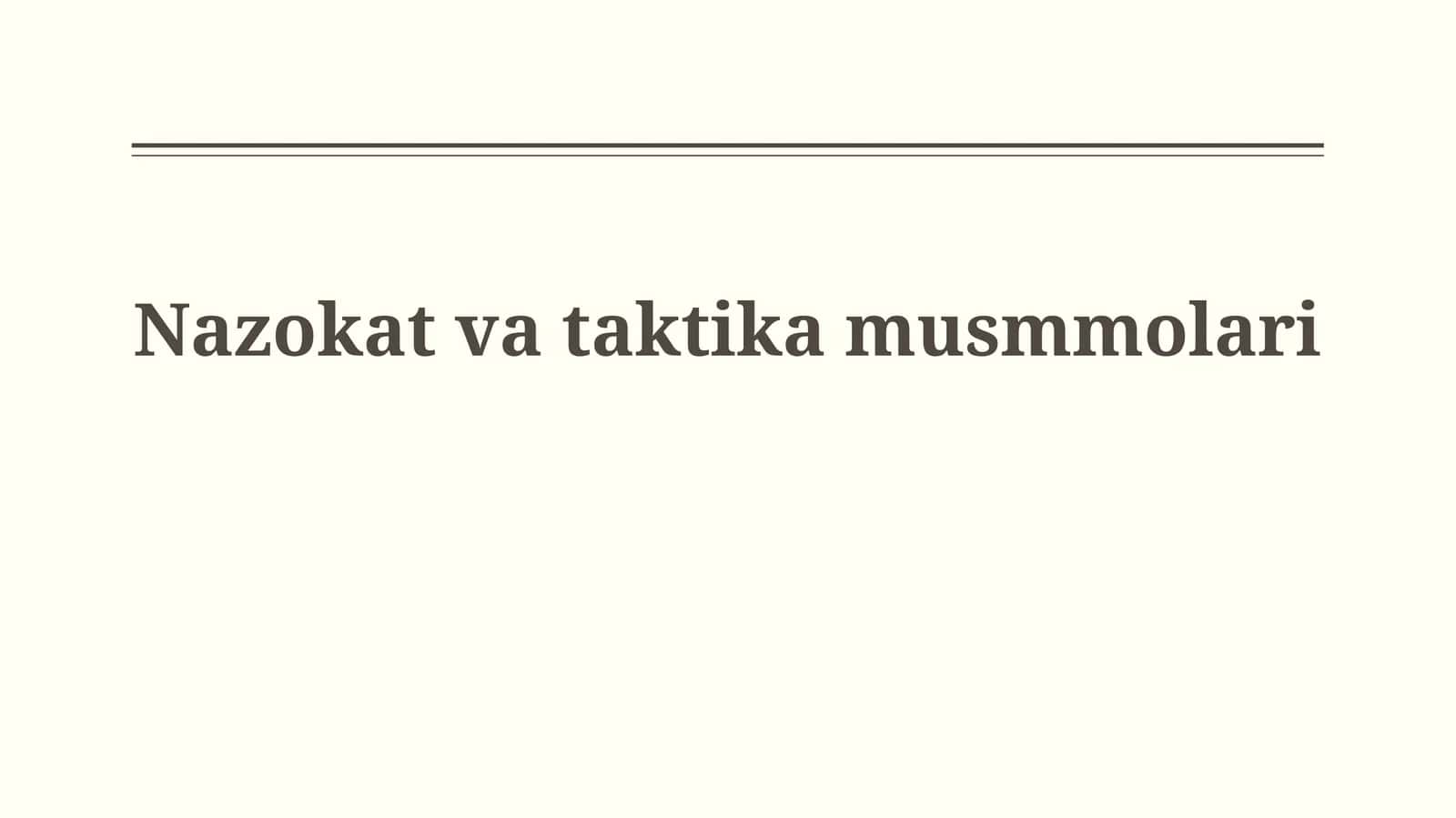 Nazokat va taktik amusmolari