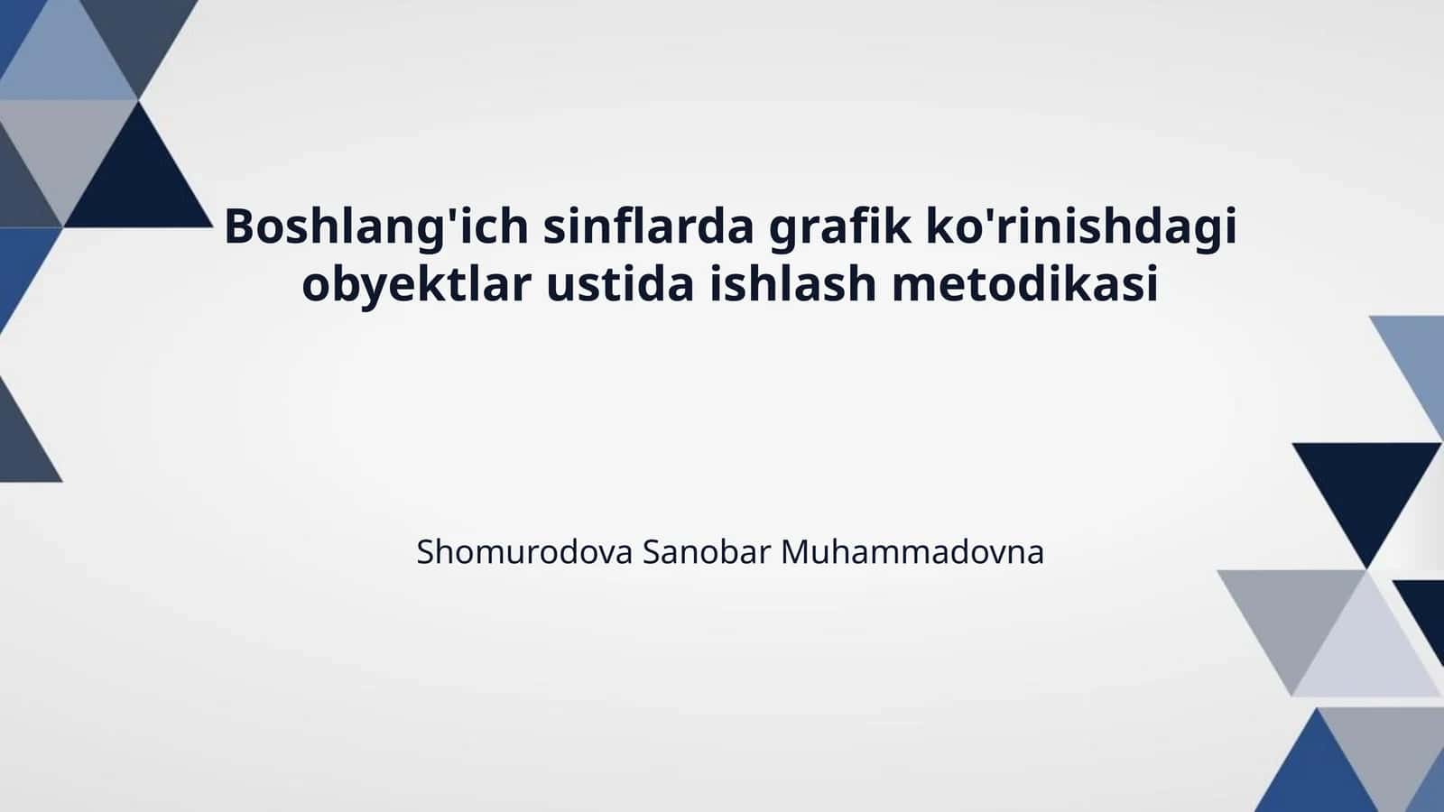 Boshlang'ich sinflarda grafik ko'rinishdagi obyektlar ustida ishlash metodikasi