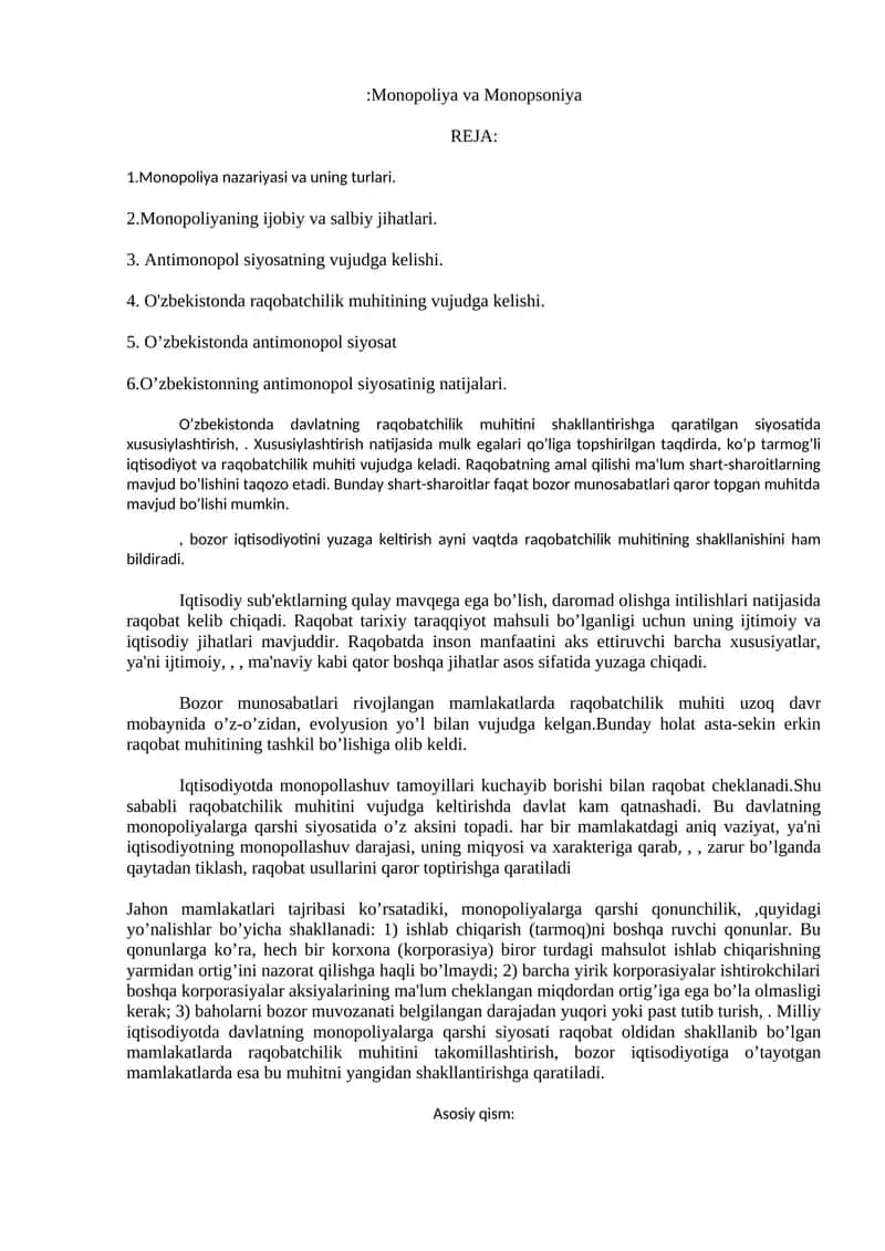 Monopoliya va Monopsoniya