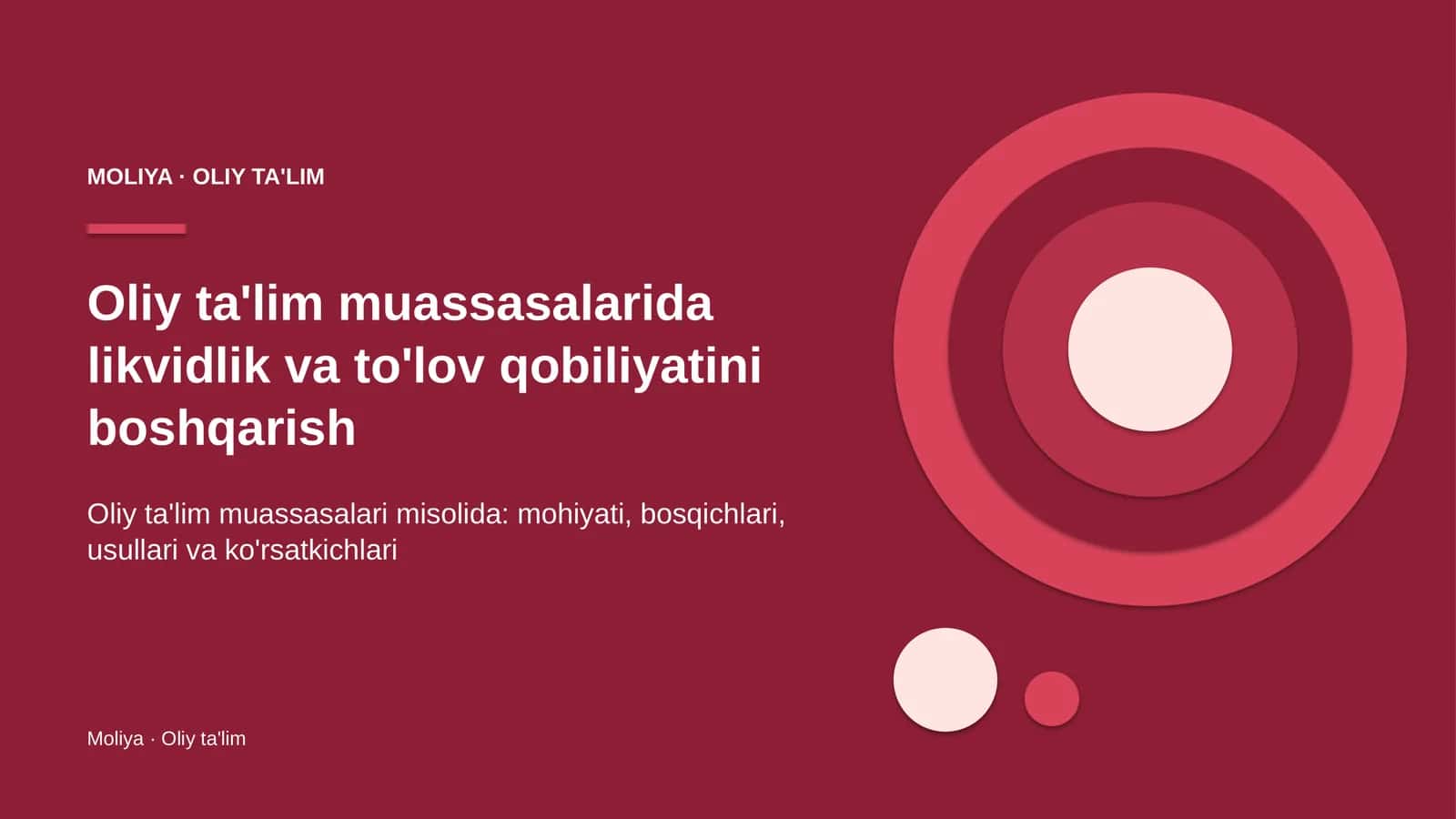 oliy ta'lim muassasalarida likvidlik va to'lov qobiliyatini boshqarish 2006