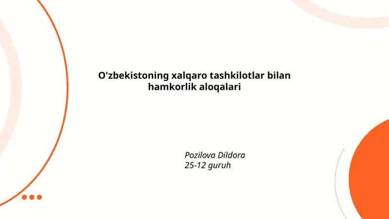 O'zbekistoning xalqaro tashkilotlar bilan hamkorlik aloqalari
