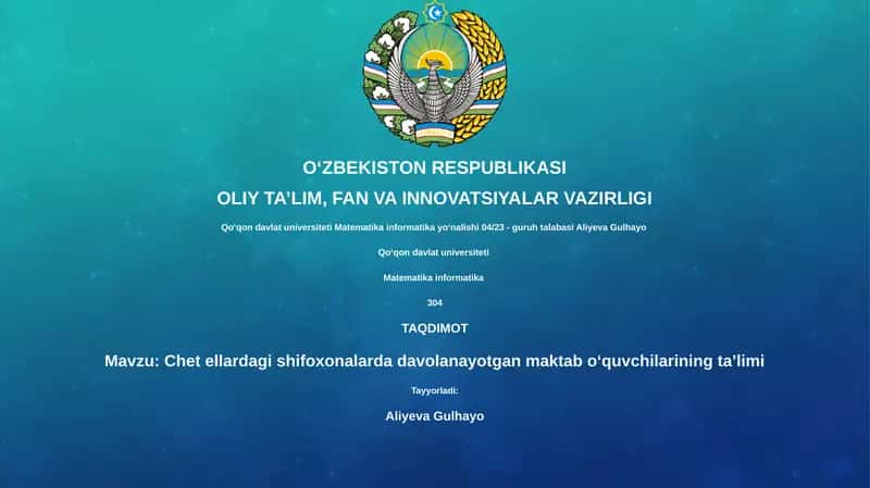 Chet ellardagi shifoxonalarda davolanayotgan maktab oʻquvchilarining taʼlimi