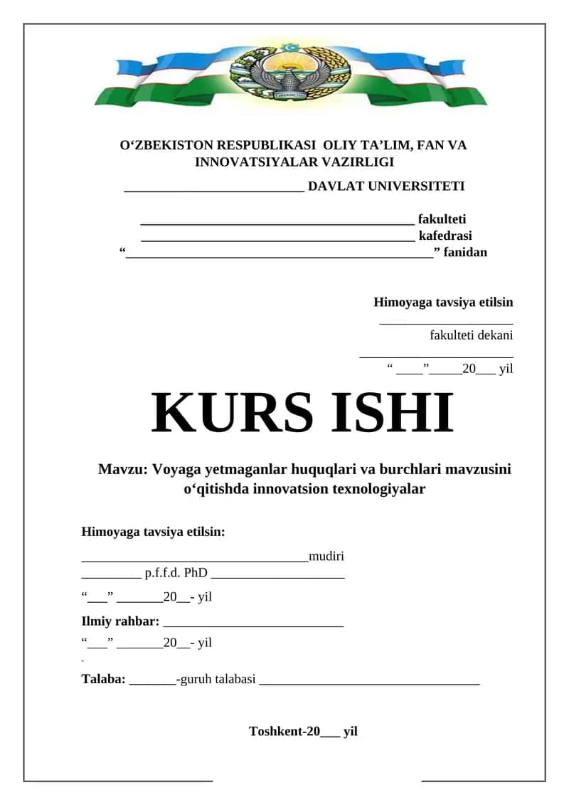 Voyaga yetmaganlar huquqlari va burchlari mavzusini oʻqitishda innovatsion texnologiyalar