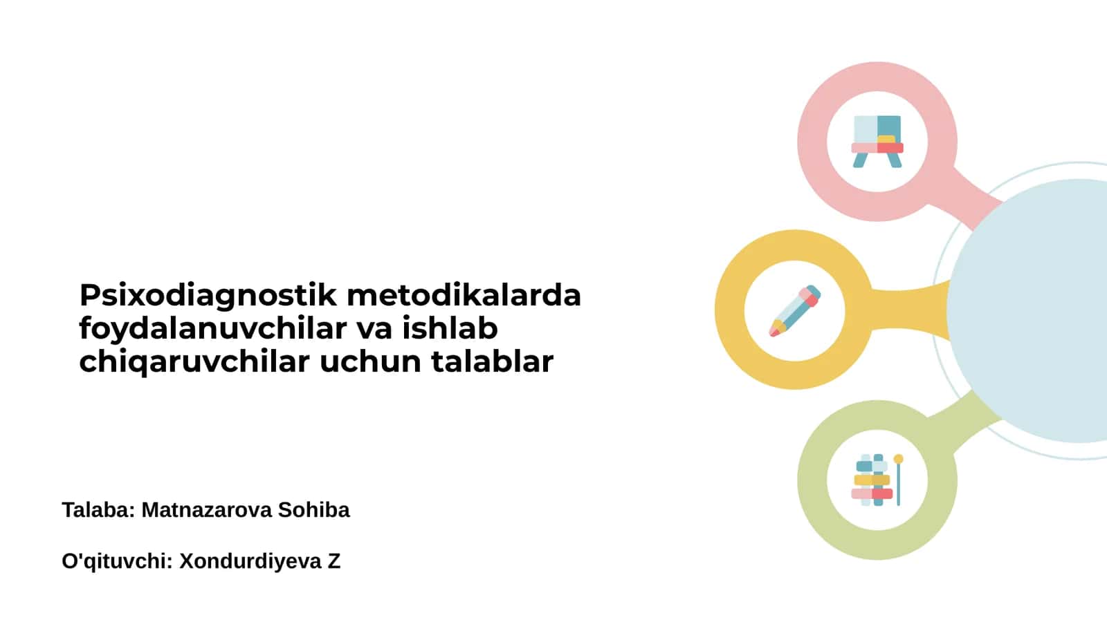 Psixodiagnostik metodikalarda foydalanuvchilar va ishlab chiqaruvchilar uchun talablar