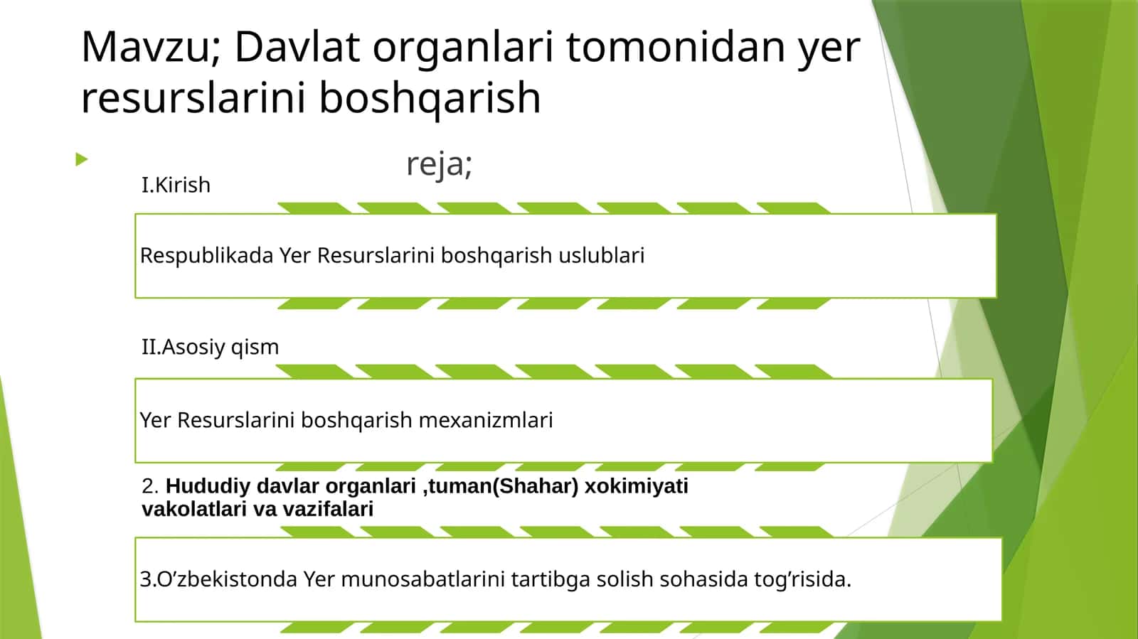Davlat organlari tomonidan yer resurslarini boshqarish