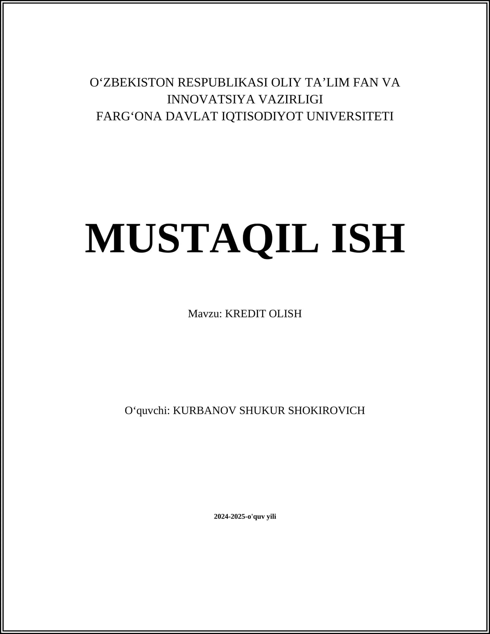 KREDIT OLISH