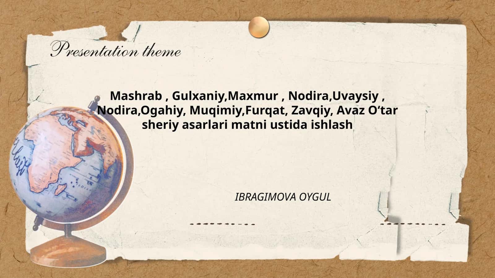Mashrab, Gulxaniy,Maxmur, Nodira,Uvaysiy, Nodira,Ogahiy, Muqimiy,Furqat, Zavqiy, Avaz Oʻtar sheriy asarlari matni ustida ishlash