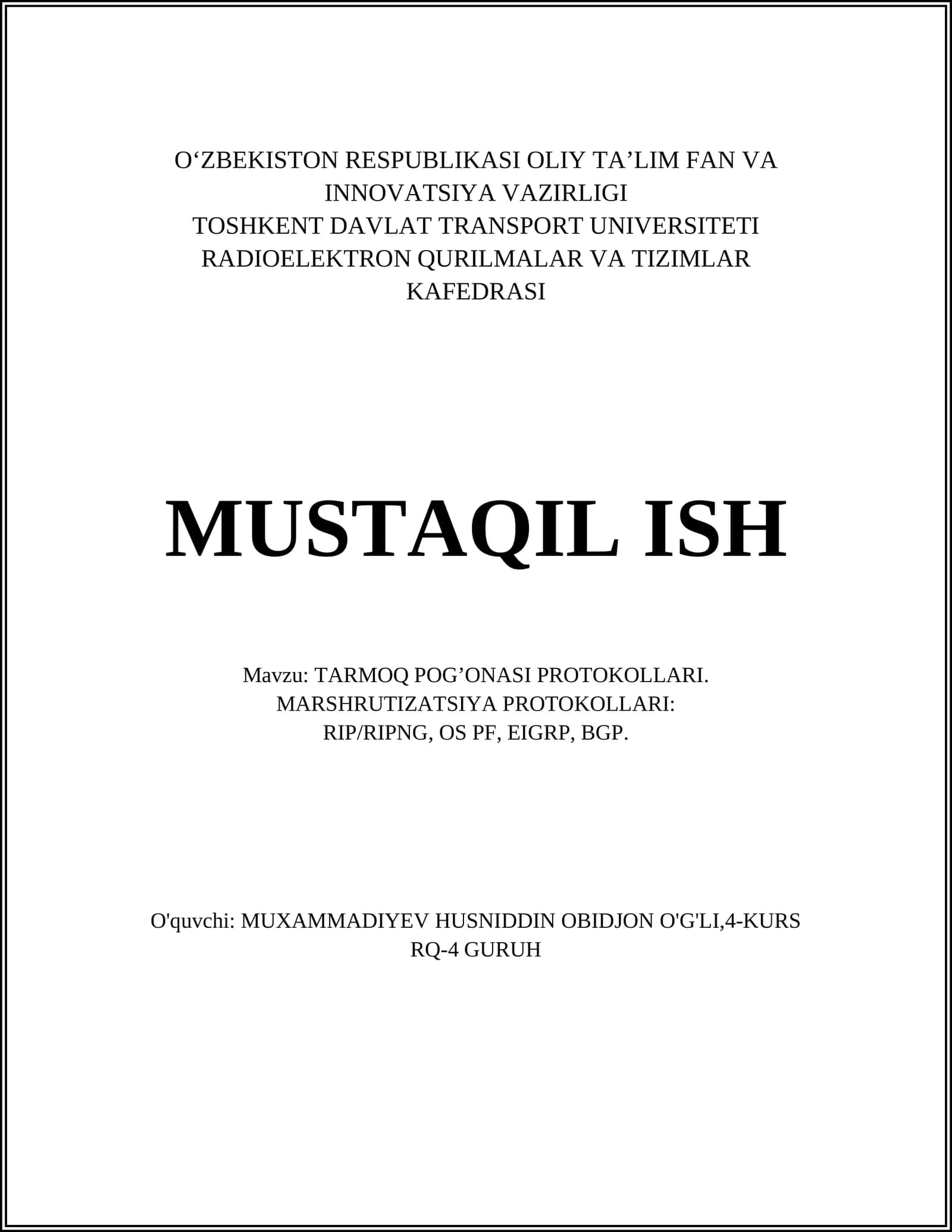 TARMOQ POG’ONASI PROTOKOLLARI
