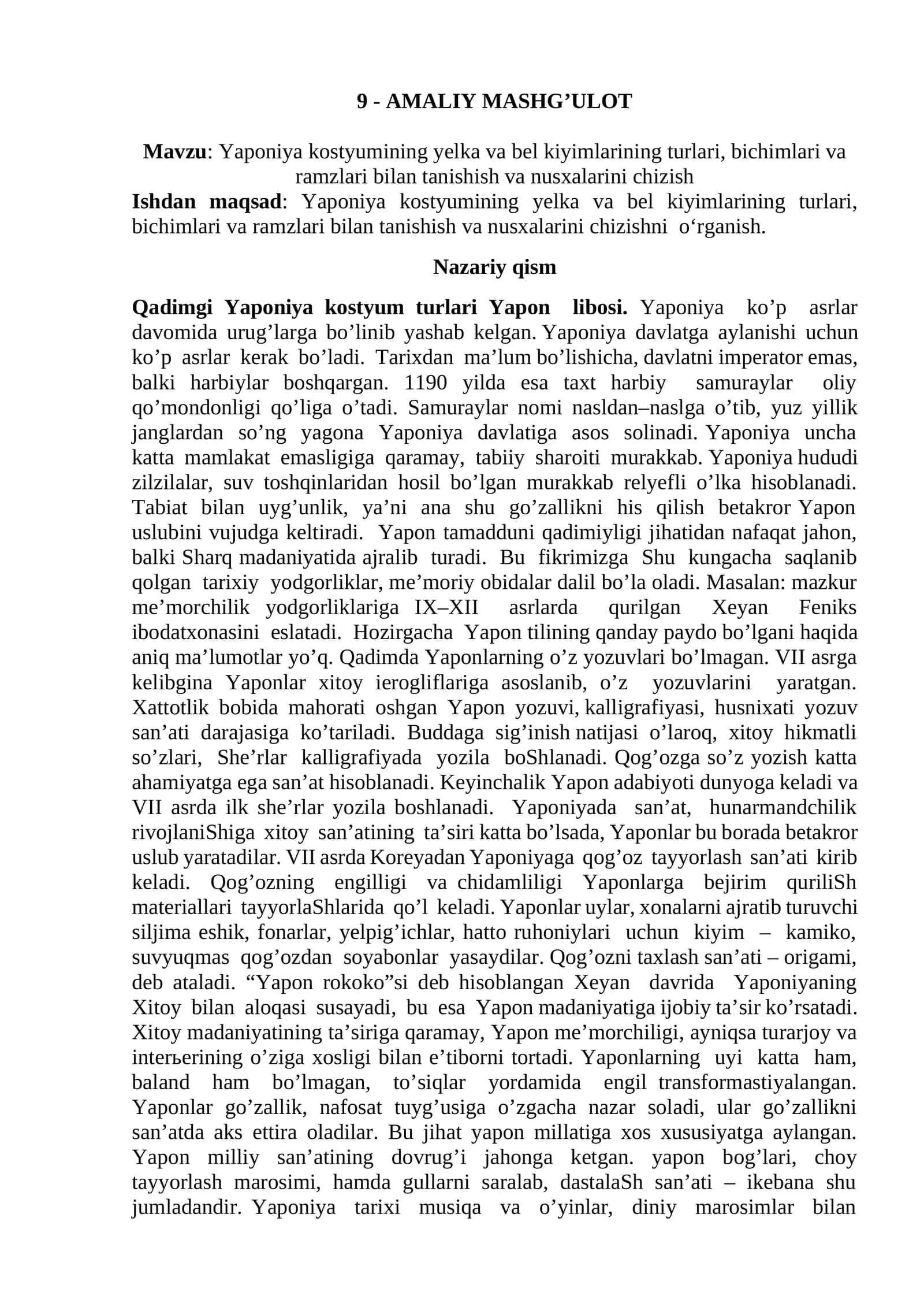 Yaponiya kоstyumi