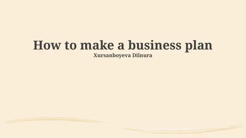 How to make a business plan