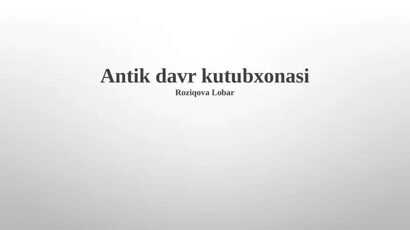Antik davr kutubxonasi