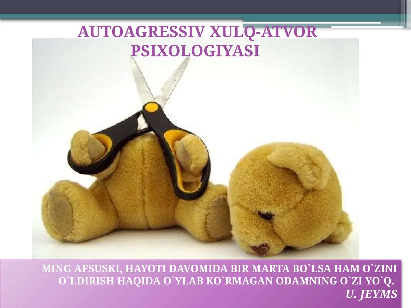 AUTOAGRESSIV XULQ-ATVOR PSIXOLOGIYASI