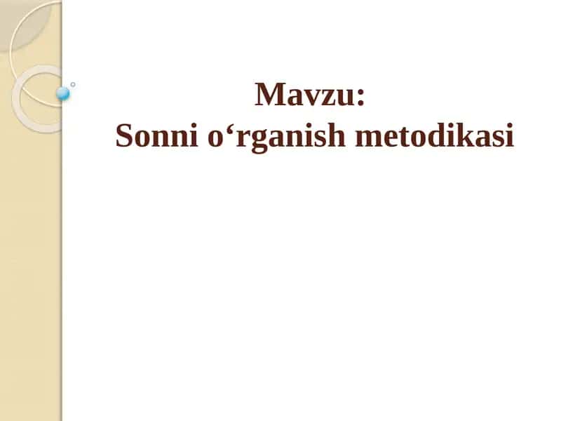 Sonnio‘rganishmetodikasi