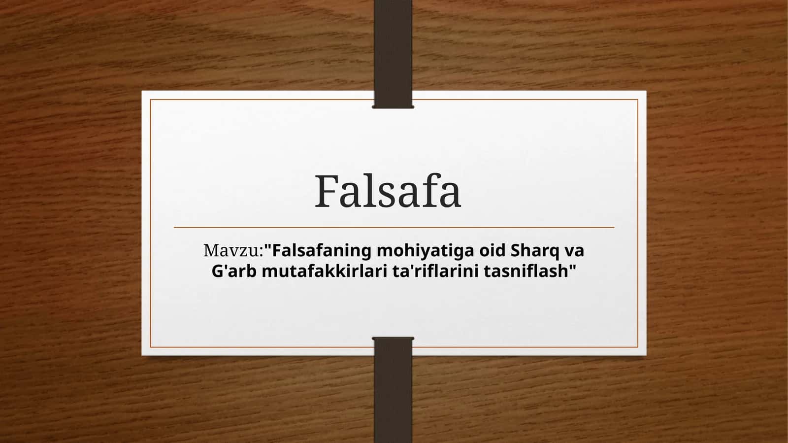 Falsa faning mohiyatiga oid Sharq va G'arb mutafakkirlari ta'riflarini tasniflash