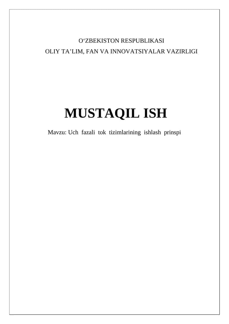Uch fazali tok tizimlarining ishlash prinspi