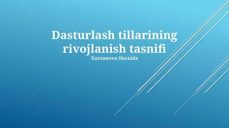 Dasturlash Tillarining Rivojlanish Tasnifi