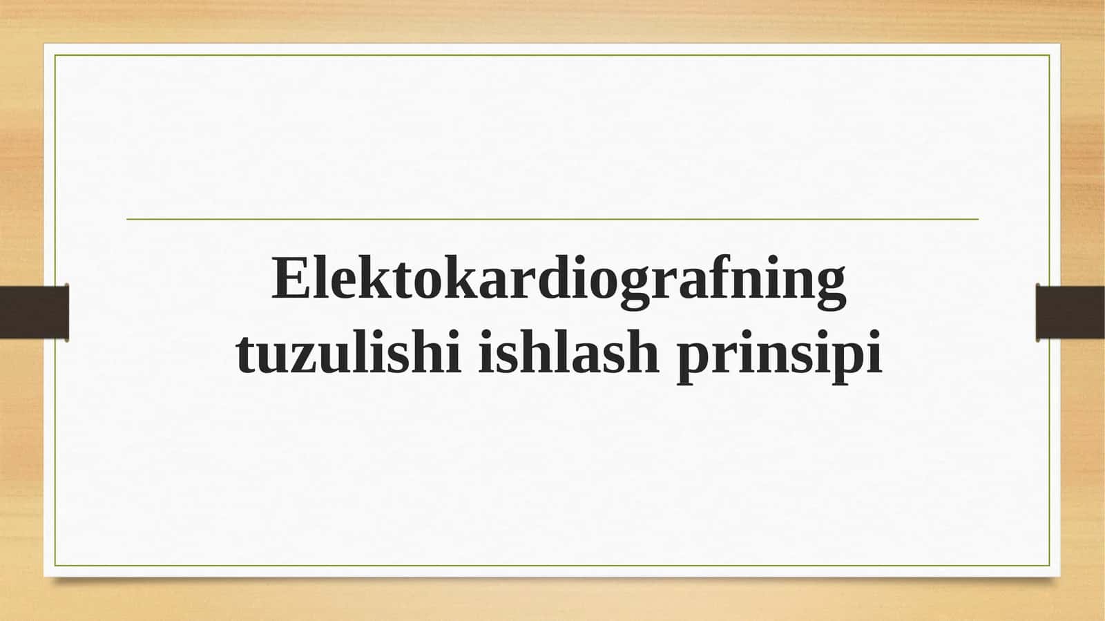 Elektokardiografning tuzilishi ishlash prinsipi