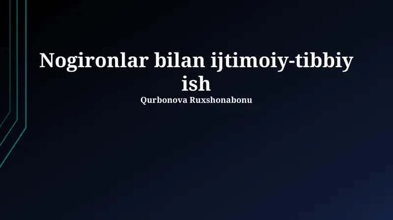 Nogironlar bilan ijtimoiy-tibbiy ish