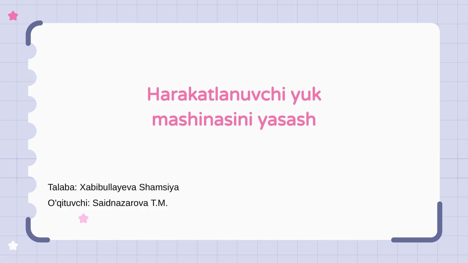 Harakatlanuvchi yuk mashinasini yasash
