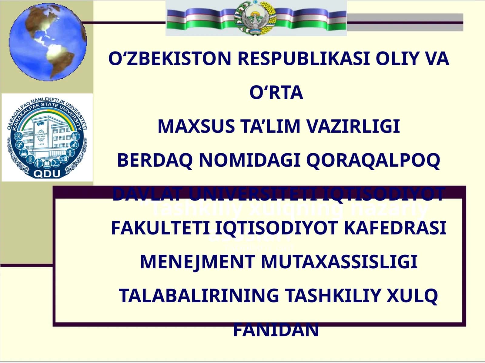 Tashkiliy xulqning nazariy asoslari