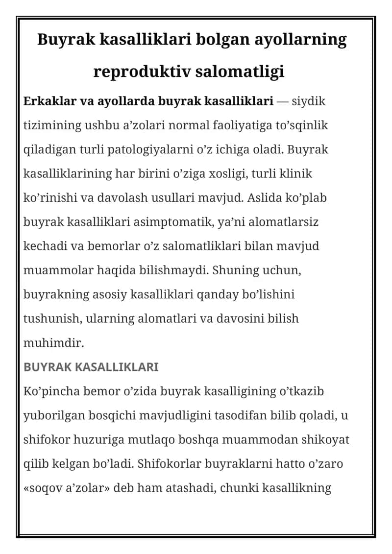 Buyrak kasalliklari