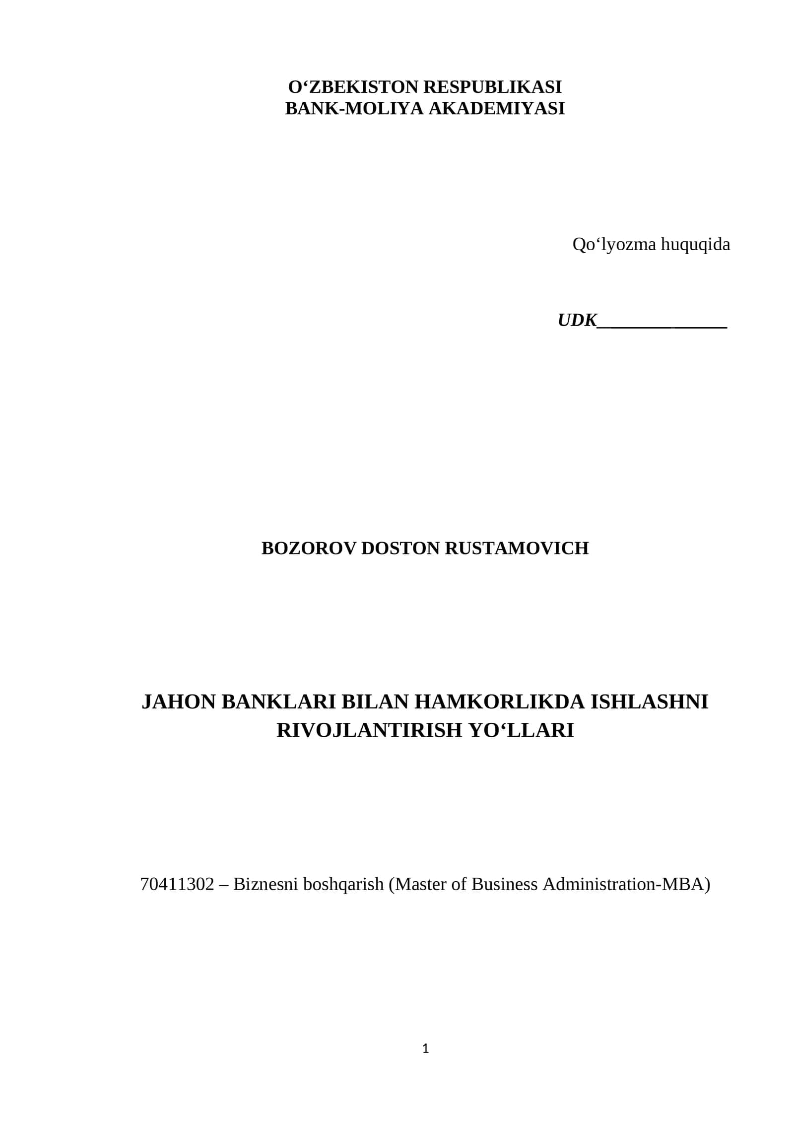 Jahon Banklari Bilan Hamkorlikda Ishlashni Rivojlantirish Yo'llari