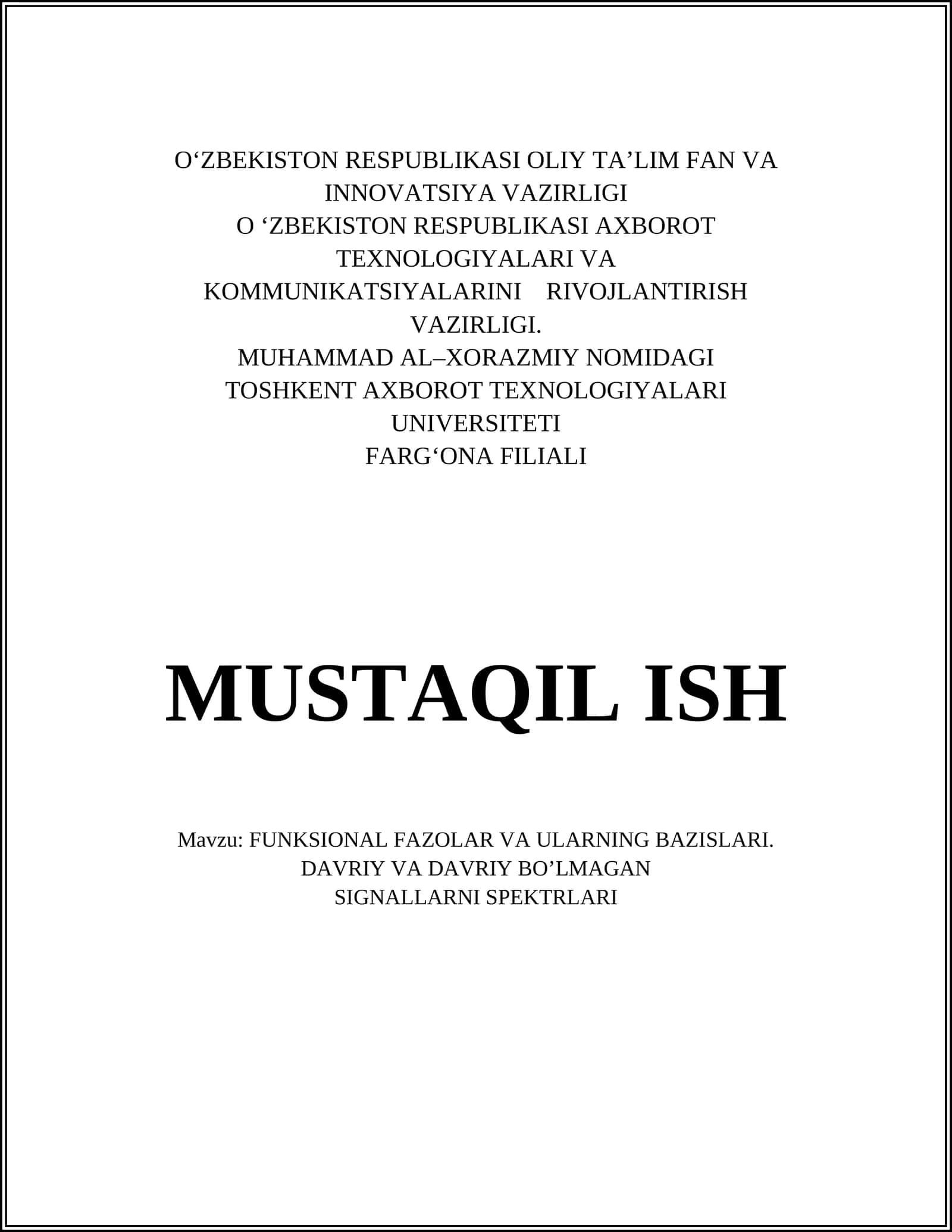 Funktsional fazolar va ularning bazislari