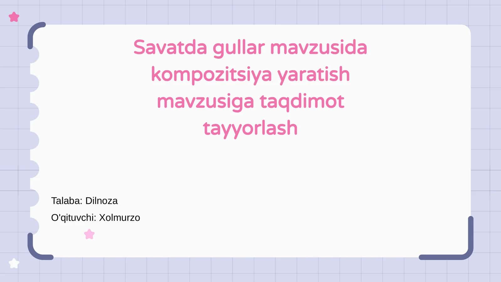 Savatda Gullarning Mavzusi Tanishtirilishi