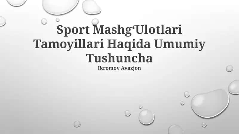 Sport Mashg‘Ulotlari Tamoyillari Haqida Umumiy Tushuncha