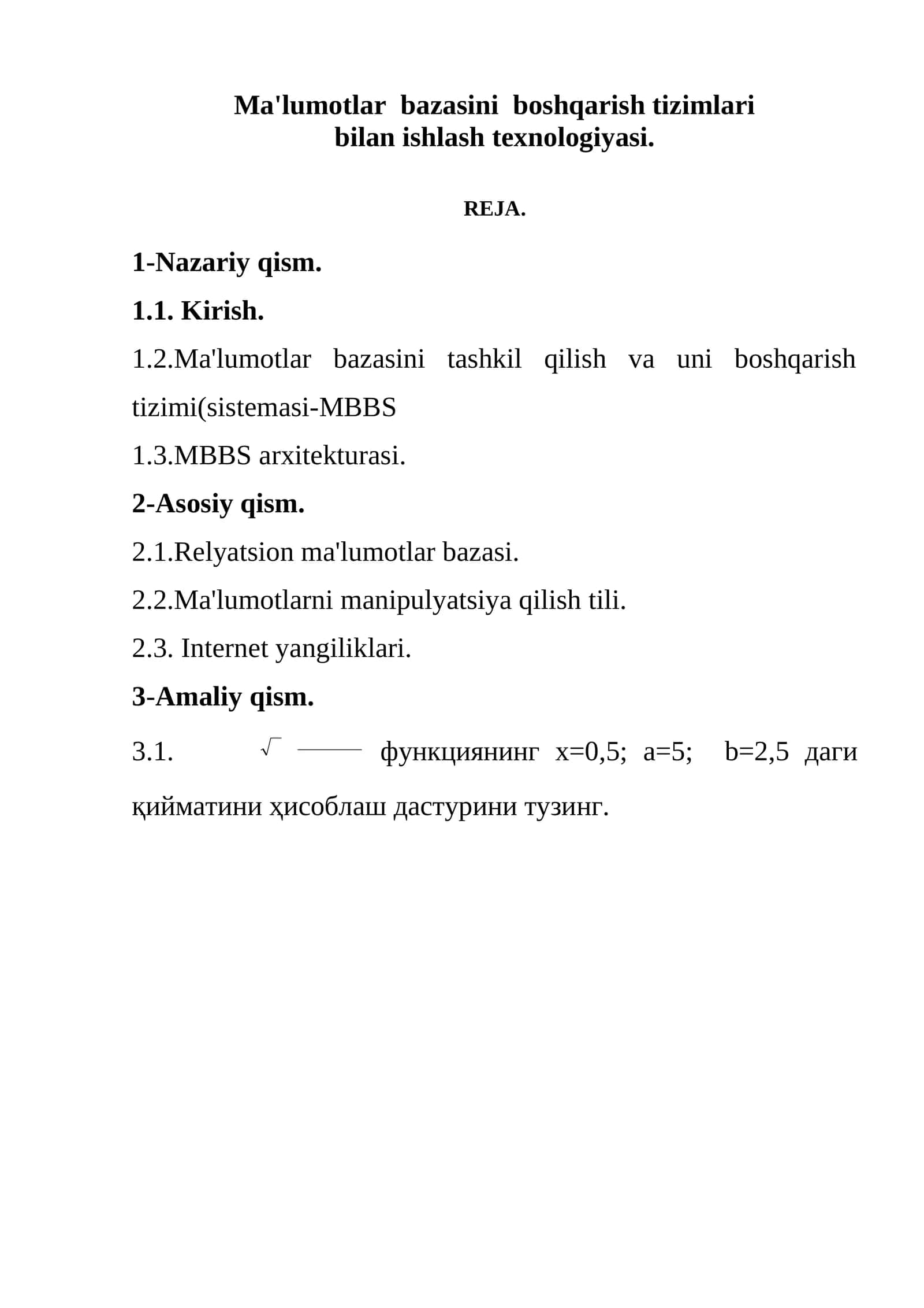 Ma'lumotlar bazasini boshqarish tizimlari