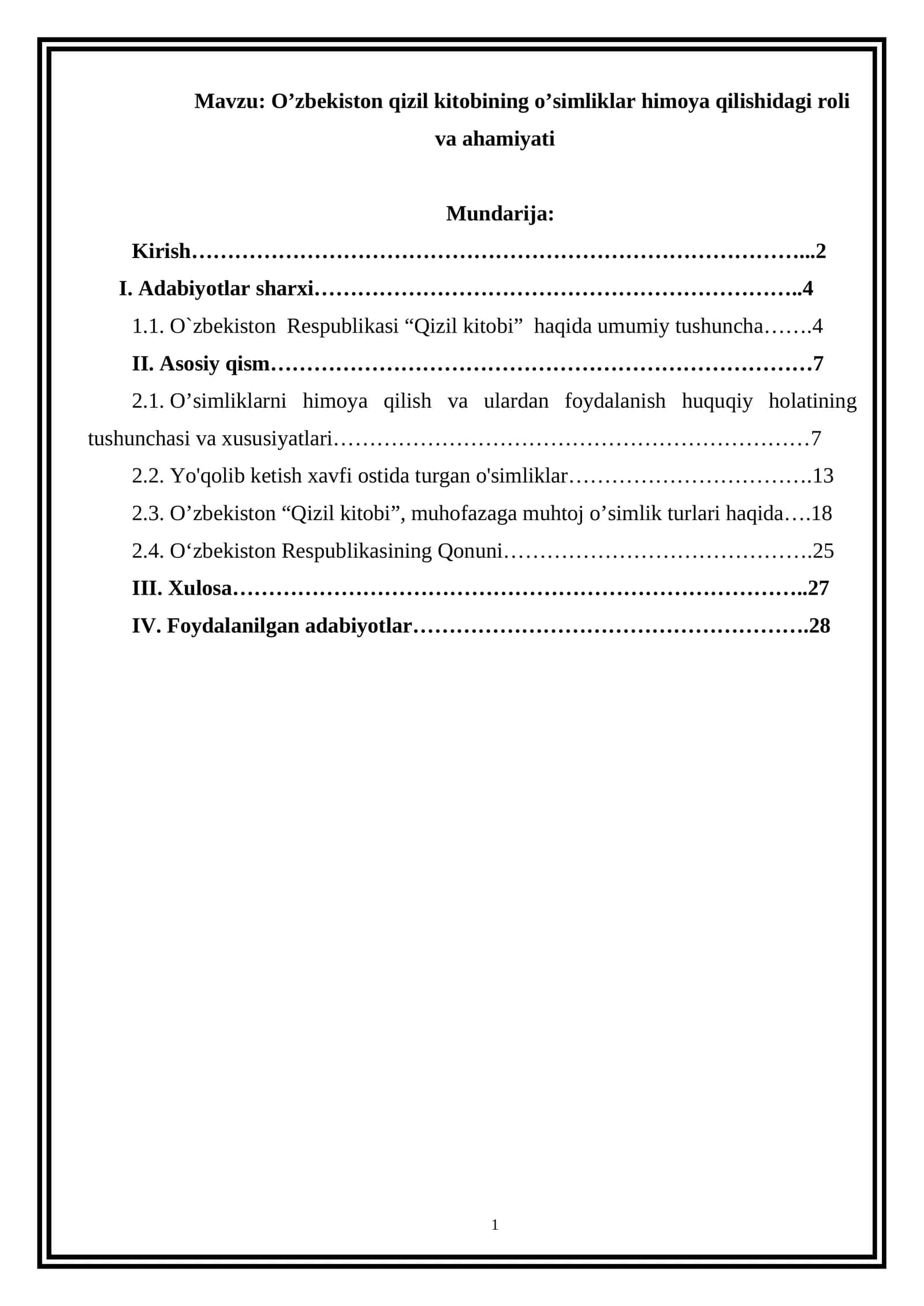 O’zbekiston qizil kitobining o’simliklar himoya qilishidagi roli va ahamiyati