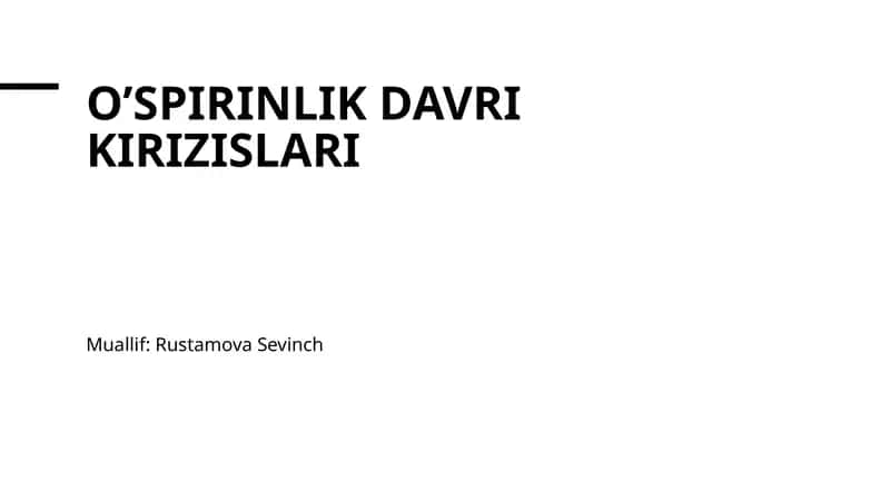 O’spirinlik davri kirizislari