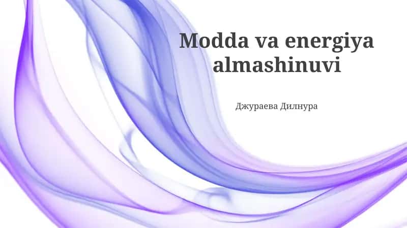 Modda va energiya almashinuvi
