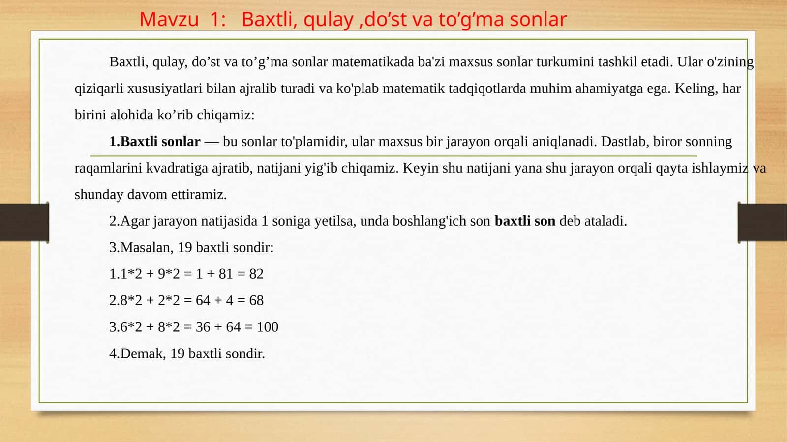 Baxtli sonlar