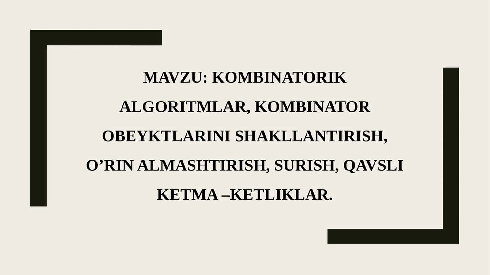 Kombinatorik algoritmlar.